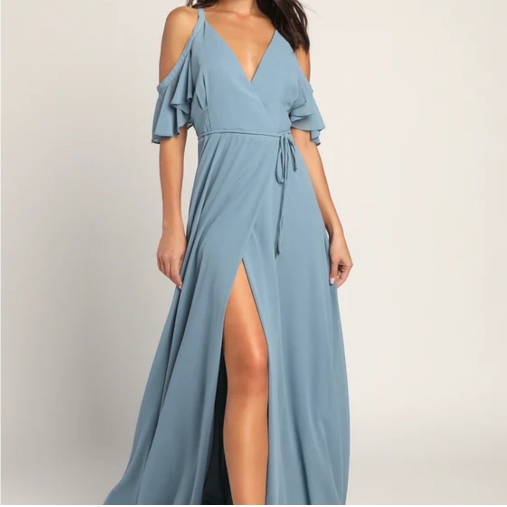 Lulus Blue Cold Shoulder Dress